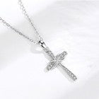 925 Sterling Silver Crystal Cross Pendant Necklace Women Girls Jewellery Gift UK