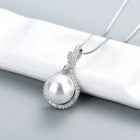 925 Sterling Silver Crystal Pearl Pendant Necklace Women Girls Jewellery Gift UK