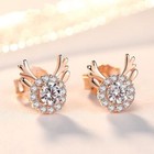Crystal Elk Stud Earrings 925 Sterling Silver Women Girls Christmas Gift UK