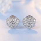 925 Sterling Silver Crystal Heart Stud Earrings Jewellery Women Girls Gift UK