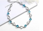 925 Sterling Silver Crystal Stone Heart Linked Charm Bracelet Women Jewellery UK