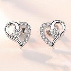 Crystal Heart Stud Earrings Women Girls 925 Sterling Silver Jewellery Gift UK