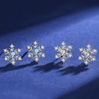 Crystal Snowflakes 925 Sterling Silver Stud Earrings Women Girls Christmas Gift
