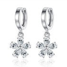 925 Sterling Silver Crytal Flower Hoop Earrings Women Girls Jewellery Gift