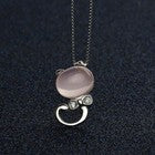 Moonstone Cat Pendant Necklace Stud Earrings 925 Sterling Silver Women Jewellery