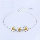 925 Sterling Silver Beautiful Flower Linked Bracelet Women Girls Jewellery