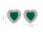 925 Sterling Silver Crystal Heart Green Jade Stud Earrings Jewellery Women Gift