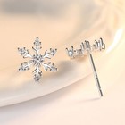Crystal Snowflakes 925 Sterling Silver Stud Earrings Women Girls Christmas Gift