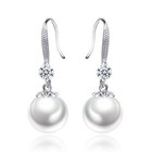Crystal Stone Pearl Hook Earrings 925 Sterling Silver Women Girls Jewellery Gift