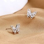 925 Sterling Silver Crystal Butterfly Stud Earrings Womens Girls Jewellery Gift