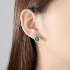 925 Sterling Silver Crystal Green Jade Stud Earrings Jewellery Women Gift