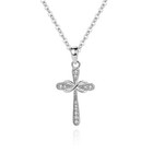 925 Sterling Silver Crystal Cross Pendant Necklace Women Girls Jewellery Gift UK