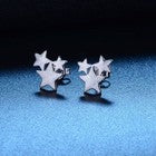 925 Sterling Silver Triple Star Linked Stud Earrings Women Girls Jewellery Gift