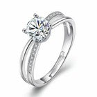 Women Girls Crystal Stone Adjustable Ring 925 Sterling Silver Jewellery Gift UK