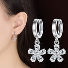 925 Sterling Silver Elegant Flower Hoop Earrings Women Girls Jewellery Gift