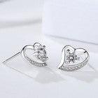 925 Sterling Silver Crystal Heart Pendant Necklace Stud Earrings Womens Gift