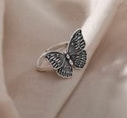 Women Girls Vintage Butterfly Adjustable Ring 925 Sterling Silver Jewellery Gift