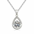 Womens 925 Sterling Silver Crystal Water Drop Pendant Chain Necklace Jewellery