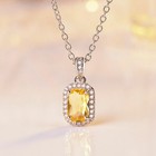 Crystal Square Pendant Chain Necklace 925 Sterling Silver Jewellery Gift UK
