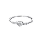 Women Girls 925 Sterling Silver Crystal Heart Adjustable Ring Jewellery Gift UK