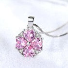 925 Sterling Silver Crystal Pink Heart Pendant Necklace Women Jewellery Gift UK