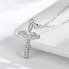 925 Sterling Silver Crystal Cross Pendant Necklace Women Girls Jewellery Gift UK