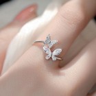 925 Sterling Silver Crystal Butterfly Adjustable Ring Women Girls Jewellery Gift