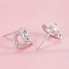 925 Sterling Silver Crystal Heart Shaped Stud Earrings Jewellery Women Gift UK