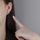 Checkerboard Heart Fashion Stud Earrings 925 Sterling Silver Women Jewellery UK