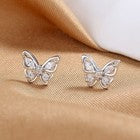 925 Sterling Silver Crystal Butterfly Stud Earrings Womens Girls Jewellery Gift