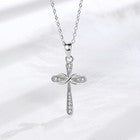 925 Sterling Silver Crystal Cross Pendant Necklace Women Girls Jewellery Gift UK