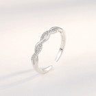 925 Sterling Silver Crystal Twisted Adjustable Ring Women Girls Jewellery Gift