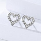 Womens Girls 925 Sterling Silver Crystal Heart Stud Earrings Jewellery Gift UK