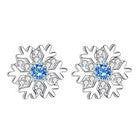 Christmas Crystal Snowflake Stud Earrings 925 Sterling Silver Women Jewellery