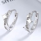 Crystal Star Huggie Hoop Earrings 925 Sterling Silver Women Girls Jewellery