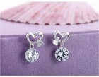 Women 925 Sterling Silver Crystal Heart Butterfly Stud Earrings Valentine's Gift