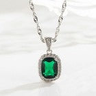 Crystal Square Pendant Chain Necklace 925 Sterling Silver Jewellery Gift UK