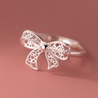 925 Sterling Silver Bow Tie Adjustable Ring Womens Girls Jewellery Gift UK