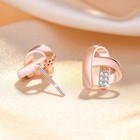 Women Girls Crystal Love Heart Stud Earrings 18K Gold Plt Jewellery Gift UK