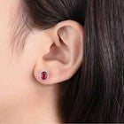 925 Sterling Silver Crystal Red Gemstone Stud Earrings Jewellery Women Gift