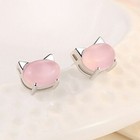 Moonstone Cat Pendant Necklace Stud Earrings 925 Sterling Silver Women Jewellery
