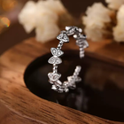 925 Sterling Silver Crystal Butterfly Linked Adjustable Ring Women Jewellery