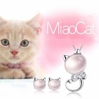 Moonstone Cat Pendant Necklace Stud Earrings 925 Sterling Silver Women Jewellery