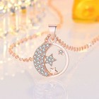 925 Sterling Silver Moon Star Rose Gold Pendant Necklace Womens Jewellery