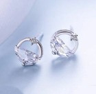 Women 925 Sterling Silver Crystal Circle Lake Stud Earrings Jewellery Gift