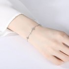 925 Sterling Silver Crystal Stone Linked Charm Bracelet Women Jewellery Gift UK