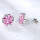 925 Sterling Silver Crystal Pink Heart Stud Earrings Jewellery Women Girls Gift