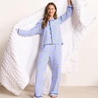 OHS Stripe Pyjama Set Womens Seersucker Button Through Soft Nightwear Loungewear