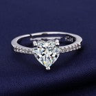 925 Sterling Silver Crystal Heart Adjustable Ring Engagement Women Jewellery Gif