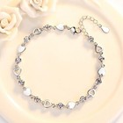925 Sterling Silver Crystal Hollow Heart Linked Charm Bracelet Women Jewellery